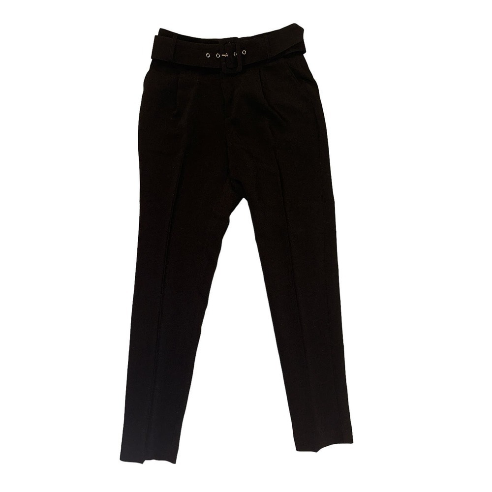 All Worthy Hunter McGrady Women's Straight Leg Ankle Pants with Belt Sz 2 Black